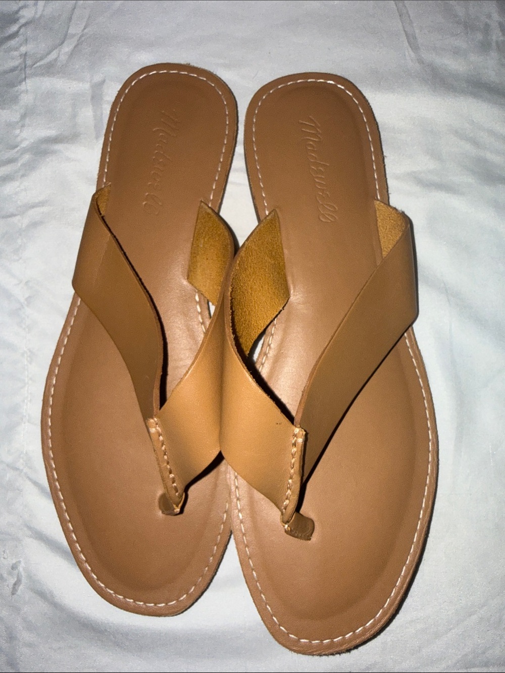 Madewell Cognac Leather Thong Sandals